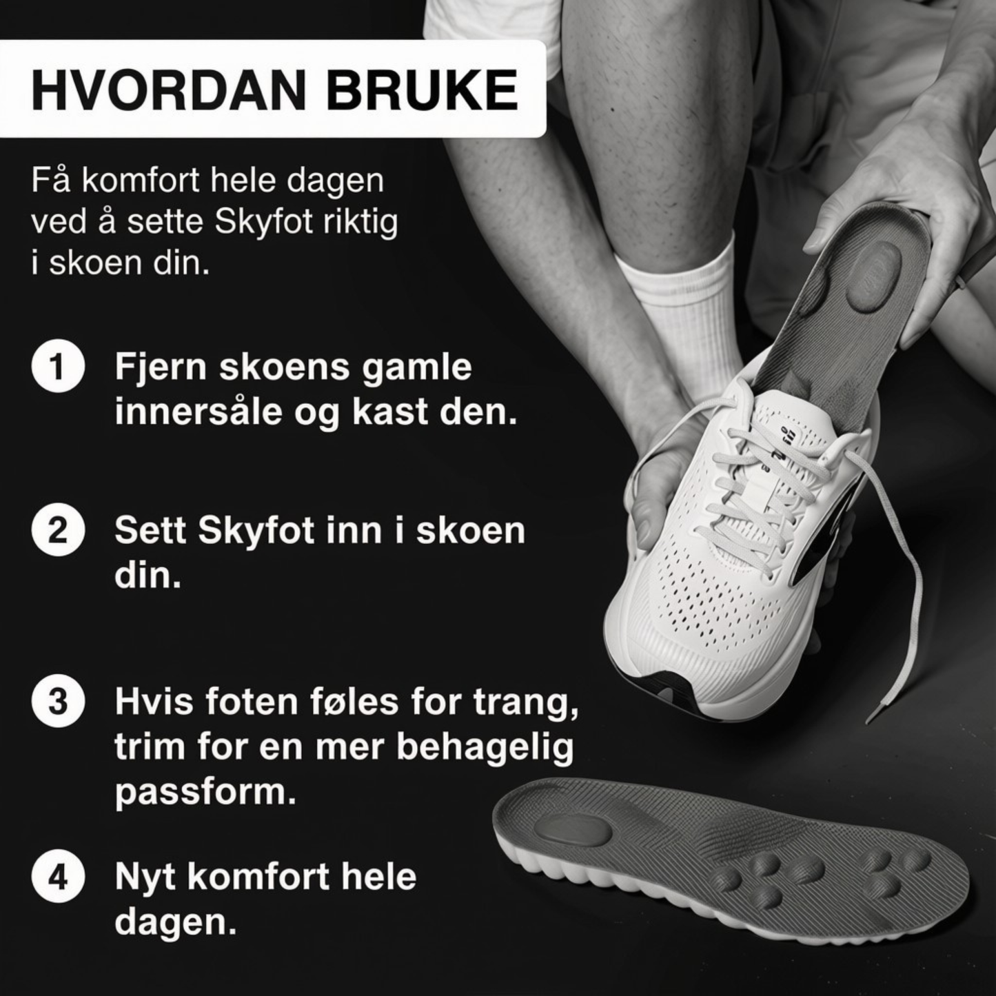 Skyfot Innleggssåler (1 Par) – Løp lenger, kjenn mindre smerte