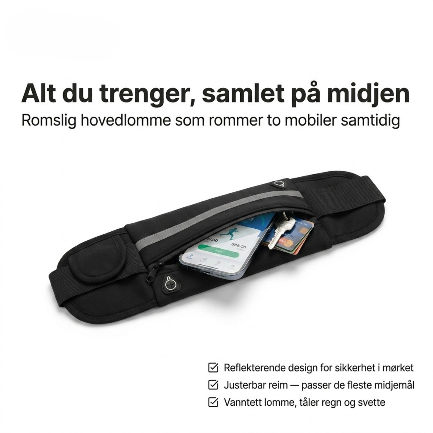 LøpeBelte- Lettvektig løpebelte for mobil og vann