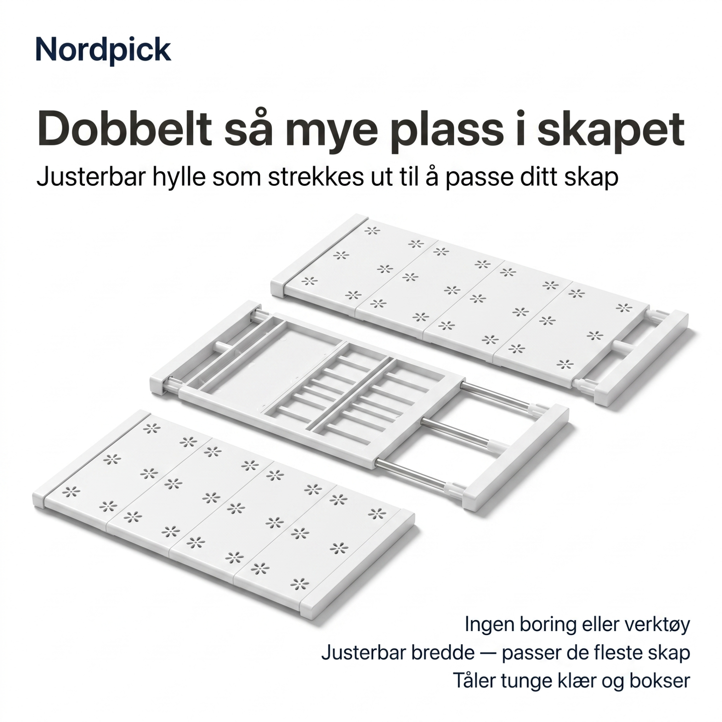 Nordpick Smarthylle – Justerbar Skaphylle