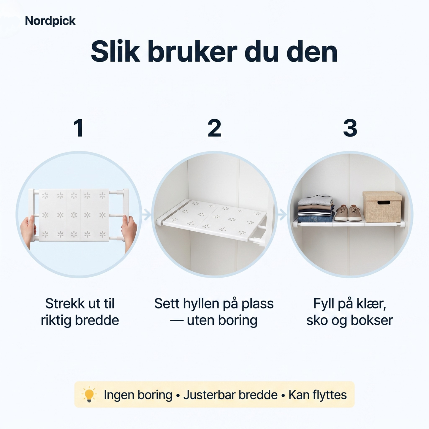 Nordpick Smarthylle – Justerbar Skaphylle